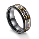 Load image into Gallery viewer, 8mm Wide Bands Hammered Edge Black Meteorite Gold Foil Plated Tungsten Carbide Ring