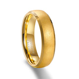 Load image into Gallery viewer, 6MM Sandblasted Beveled Polished Edge 24K Gold Plated Tungsten Carbide Rings