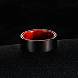 Load image into Gallery viewer, 8MM Black Plated Red Sandalwood Inlay Brushed Tungsten Carbide Ring