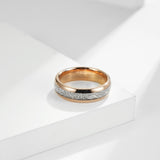 Load image into Gallery viewer, Fashion Jewelry Ring Rose Gold Plated Dome Polished Meteorite Inlay Tungsten Carbide Wedding Bands