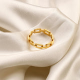 Load image into Gallery viewer, Simple Hollow Stainless Steel Ring 18K Gold Plated Chain Women Ring Jewelry