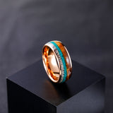 Load image into Gallery viewer, 8mm Domed Antler Whisky Barrel Wood Malachite Inlay Tungsten Carbide Rings