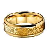 Load image into Gallery viewer, Customized Men&#39;s Full Band 24K Gold Plated Dragon Inlay Celtic Tungsten Carbide Rings for Wedding