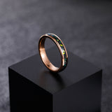 Load image into Gallery viewer, 4MM Polished  Meteorite Green Opal Stone Inlay Tungsten Carbide Ring