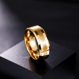Load image into Gallery viewer, Customized Fashion Jewelry 8mm 24K Gold Plated Brushed Tungsten Carbide Ring for Men Wedding Band Wholesale