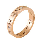 Load image into Gallery viewer, 18K Rose Gold Plated Roman Digital Couple Ring Jewelry Stainless Steel Women Wedding Bands
