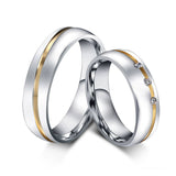 Load image into Gallery viewer, Men Women Wedding Jewelry 6MM Band Gold Plated Cubic Zirconia Inlay Stainless Steel Couple Lovers&#39; Rings