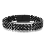 Load image into Gallery viewer, Fashion 22cm Long Original Steel Color Magnet Double Layer Stainless Steel Chain Bracelets for Men