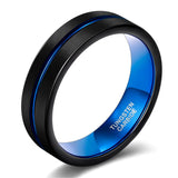 Load image into Gallery viewer, Ringsmaker 6mm Wedding Band Tungsten Carbide Rings Men Women Blue Groove Matte Finish Ring