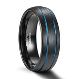 Load image into Gallery viewer, Ringsmaker 8mm Tungsten Carbide Ring Men Black With Blue Line Dome Wedding Bands