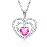 Load image into Gallery viewer, 925 Sterling Silver Large Solid 5A Cubic Zirconia Interlocking Heart Shaped Pendant Necklace for Women Jewelry Gift