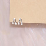 Load image into Gallery viewer, 925 Sterling Silver Half Hoop Earrings For Women CZ Cubic Zirconia Earrings Small Split Huggie Hypoallergenic