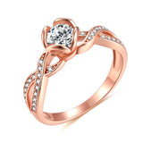 Load image into Gallery viewer, Ringsmaker 925 Sterling Silver Women 1 Carat CZ Round Ring Rose Gold Flower Twist Engagement Ring