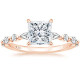 Load image into Gallery viewer, Rose Gold 2ct 925 Sterling Silver Ring Women Princess Cut Cubic Zirconia Engagement Rings