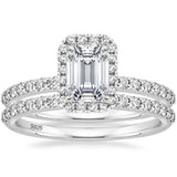 Load image into Gallery viewer, Ringsmaker 2Ct 925 Sterling Silver Bridal Ring Sets Emerald Cut CZ Women Vintage Engagement Rings