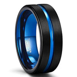 Load image into Gallery viewer, Ringsmaker 8mm Tungsten Rings Men Women Blue Center Groove Matte Finish Wedding Bands