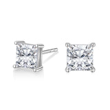 Load image into Gallery viewer, 925 Sterling Silver Earrings Women 1ct-Princess Cut CZ Cubic Zirconia Stud Earrings Fashion Jewelry Anniversary Gift
