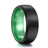 Load image into Gallery viewer, Ringsmaker 8mm Men&#39;s Ring Tungsten Carbide Ring Black Brushed Wedding Band Green Inside Ring Couple Ring