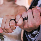 Load image into Gallery viewer, Ringsmaker 8mm Black Tungsten Carbide Ring Brushed Ring Men Women Wedding Bands