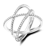 Load image into Gallery viewer, Ringsmaker 925 Sterling Silver Ring Women X Shape Cross Cubic Zircon Wedding Bands