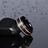 Load image into Gallery viewer, Ringsmaker 8mm Tungsten Carbide Ring Men Black With Gold Line Dome Wedding Bands