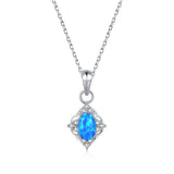 Load image into Gallery viewer, Fashion Wholesale Oval Shape 925 Sterling Silver Jewelry Necklace Elegant Blue Opal Pendant Necklace for Women
