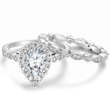 Load image into Gallery viewer, Ringsmaker 1.5Ct 925 Sterling Silver Women Ring Sets Wedding Teardrop Engagement Bands