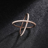Load image into Gallery viewer, Ringsmaker 925 Sterling Silver X Shape Cross Design Cubic Zircon Rose Gold Ring Women Wedding Bands