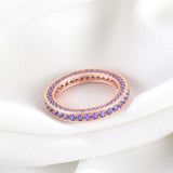 Load image into Gallery viewer, Ringsmaker Women Rose Gold 925 Sterling Silver Ring Purple Cubic Zirconia Eternity Rings
