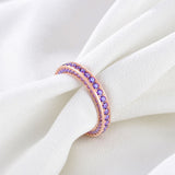 Load image into Gallery viewer, Ringsmaker Women Rose Gold 925 Sterling Silver Ring Purple Cubic Zirconia Eternity Rings