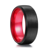 Load image into Gallery viewer, Ringsmaker 8mm Men&#39;s Ring Tungsten Carbide Ring Black Brushed Wedding Band Red Inside Ring Couple Ring
