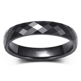 Load image into Gallery viewer, Ringsmaker 4mm Men Women Multi-Faceted Tungsten Carbide Rings Black Engagement Bands