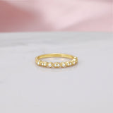 Load image into Gallery viewer, Ringsmaker 925 Sterling Silver Ring 14K Gold Plated Women Cubic Zirconia Marquise &amp; Round Milgrain Half Stackable Eternity Ring