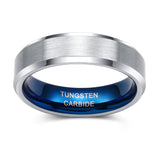 Load image into Gallery viewer, Ringsmaker 6mm Women Mens Brushed Tungsten Rings Blue Inner Ring Wedding Bands