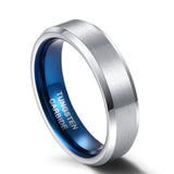 Load image into Gallery viewer, Ringsmaker 6mm Women Mens Brushed Tungsten Rings Blue Inner Ring Wedding Bands