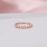 Load image into Gallery viewer, Ringsmaker 925 Sterling Silver Ring Rose Gold Women Cubic Zirconia Marquise &amp; Round Milgrain Half Stackable Eternity Ring