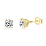 Load image into Gallery viewer, Hypoallergenic 0.5ct Moissanite Round Cut Stud Earrings 14k Gold Plated 925 Sterling Silver Earrings For Women