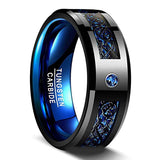 Load image into Gallery viewer, Ringsmaker 8mm Black Tungsten Carbide Rings Blue Celtic Dragon Inlay Men Women Wedding Bands