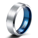 Load image into Gallery viewer, Ringsmaker 8mm Women Mens Brushed Tungsten Rings Blue Inner Ring Wedding Bands