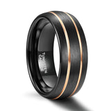 Load image into Gallery viewer, Ringsmaker 8mm Tungsten Carbide Ring Men Black With Gold Line Dome Wedding Bands