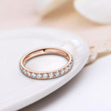 Load image into Gallery viewer, Ringsmaker 3mm Rose Gold Women Titanium Ring Cubic Zirconia Engagement Wedding Bands