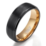 Load image into Gallery viewer, Ringsmaker 8mm Black Brushed Tungsten Rings 18k Gold Plated Men&#39;s Wedding Bands