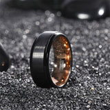 Load image into Gallery viewer, Ringsmaker 8mm Black Brushed Tungsten Rings 18k Gold Plated Men&#39;s Wedding Bands