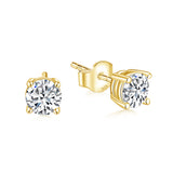Load image into Gallery viewer, Hypoallergenic 0.5ct Moissanite Round Cut Stud Earrings 14k Gold Plated 925 Sterling Silver Earrings For Women