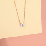 Load image into Gallery viewer, 925 Sterling Silver Rose Gold Plated Round Cut 1.5 Carat Cubic Zirconia Pendant Necklace