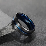 Load image into Gallery viewer, Ringsmaker 8mm Blue&amp;Black Mens Tungsten Carbide Ring Blue Line Design Women Wedding Bands