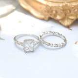Load image into Gallery viewer, Ringsmaker 2Ct 925 Sterling Silver Bridal Ring Sets Emerald Cut CZ Women Vintage Engagement Wedding Bands