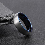 Load image into Gallery viewer, Ringsmaker 6mm Dark Silver Tungsten Carbide Ring Men Dome Brushed Wedding Bands Blue Inner Ring