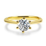 Load image into Gallery viewer, Ringsmaker 925 Sterling Silver Ring 14K Gold Plated 1 Ct Solitaire Round CZ Women Six Prong Engagement Bands