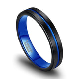 Load image into Gallery viewer, Ringsmaker 4mm Wedding Band Tungsten Carbide Rings Men Women Blue Groove Matte Finish Ring